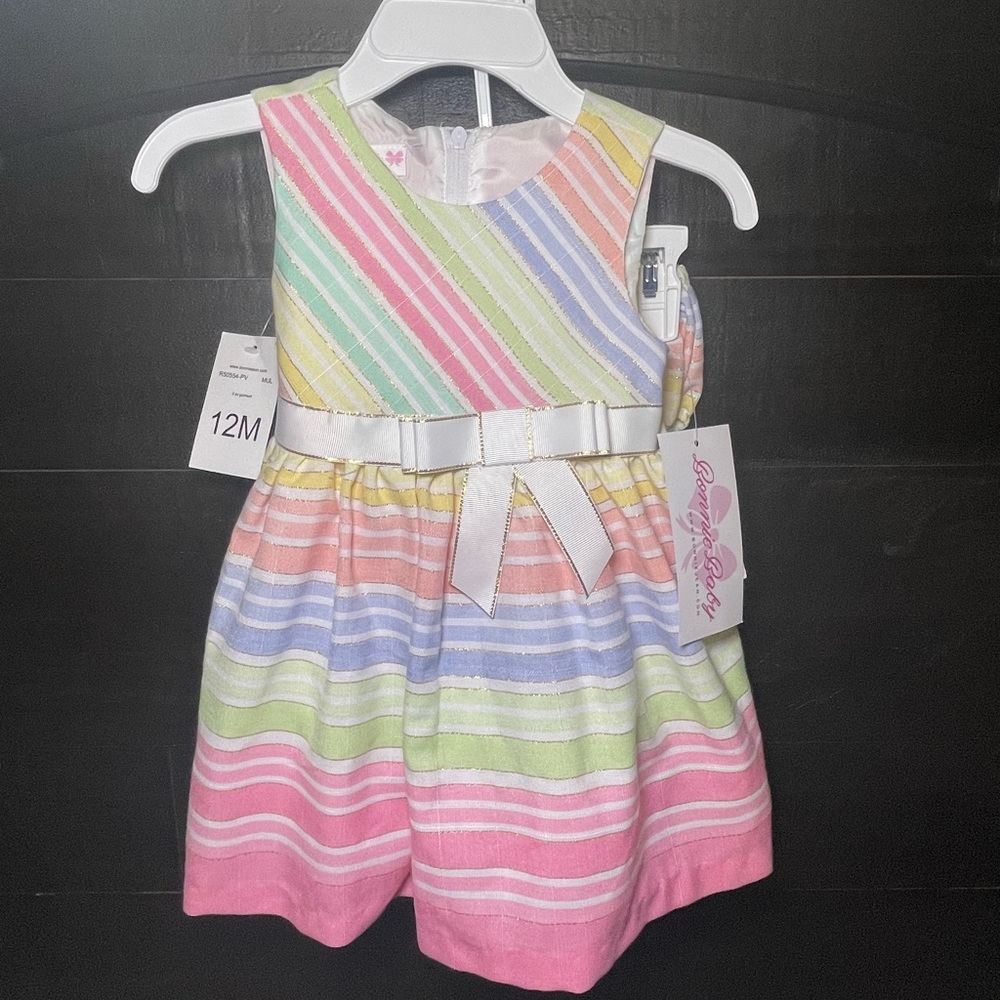 Pastel Striped dress toddler dress 12M